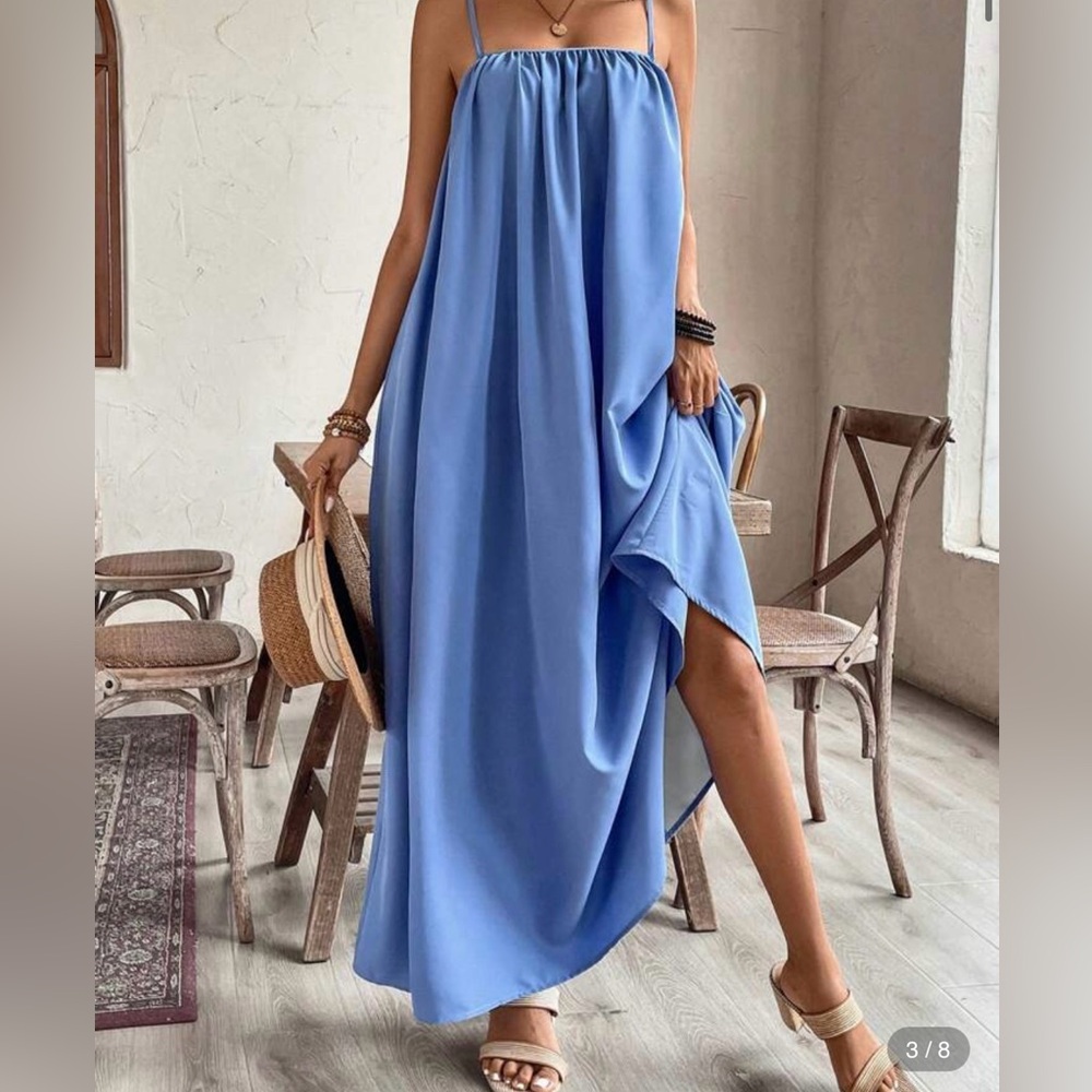 SHEIN Beachy, Flowy Blue Maxi Dress